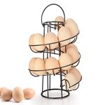 OBVIS Spiral Egg Skelter Dispenser Rack Metal Storage Holder Display Countertop Black