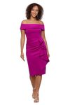 Xscape Women's Knee Length Off-The-Shoulder Scuba Side Ruched Dress, Orchid Pink, 12