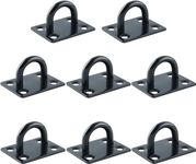 Mooche 8PCS Pad Eye Plate Suspension Ceiling Hook, Stainless Steel Black Heavy Duty U Shape Staple Ring Loop with Screws for Wall Ceiling Hanging