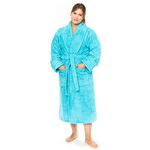 Classic Turkish Towels - Luxury Terry Cloth Robe for Men and Women, 100% Turkish Cotton, Soft and Plush, Long Unisex Bathrobe, Aqua, Large