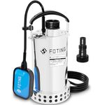 Full 304 Stainless Steel Submersible Water Pump 1HP 4000GPH withAutomatic Float Switch, Utility Pump for Pool Draining Fast Water Removal in Basement Sewage Heater Flush Pit Hot Tub Garden Pond