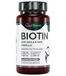 Biotin Skin Nails and Hair Formula Premium Quality Natural Product Ideal Strength 100 Vegan Capsules Highest Bioavailability