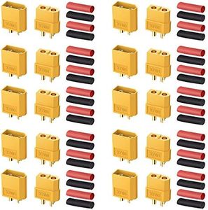 AUTOUTLET 10 Pairs XT60 XT-60 Male Female Bullet Connectors Power Plugs with 20Pcs Heat Shrink Tube for RC Lipo Battery/Car/Boat