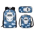 Coloranimal Cartoon Airplane Children Backpack for Boys Bookbags 3 Pcs,Durable Big Capacity Laptop Backpack Pen Bag Lunch Boxes