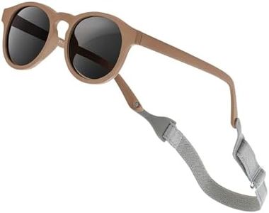 VideMundi Baby Sunglasses with Strap Polarized Flexible UV400 for Infant Toddler Boys Girls Age 0-24 Months (Light Brown, Round)