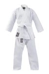 Prime Sports Midweight Karate Gi 8oz Cotton Polyester Martial Arts Karate Uniform for Kids Beginner with Free White Belt (White, Size 00/120CM (3'8"-4' 0"))