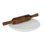 Terosa Pearl White Chakla Belan/Polpat Set/Rolling Board & Pin Set - Std - 9" Chakla & 12x2" Indian Rosewood Belan, Set of 2