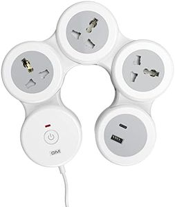 GM G-Hoop 4+1 Power Strip| Multi Plug Extension Board Type-C & USB-A Fast Charging | Smart Spike Guard with Switch, LED Indicator & Safety Shutters | 1.8M Cable | Best for Desk, TV & Charging Station