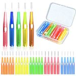 HANNEA Manual 30Pcs Interdental Brushes, Braces Brush For Cleaner Interdental Brush Toothpick Dental Tooth Flossing Head Oral Dental With Tip Covers, Adult, Multicolour