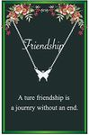 Friendship Necklace-Best Friend Necklace for Women,BFF Necklace with Inspirational Message Card Gift Birthday Gifts (Silver)