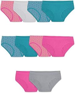 Fruit of the Loom Girls' Seamless Underwear Multipack, Hipster - 10 Pack - Assorted, 10-12