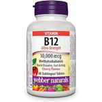 Webber Naturals Vitamin B12 10,000 mcg, Ultra Strength, Quick Dissolve, 40 Tablets, Natural Cherry Flavour, Supports Energy Production and Metabolism, Vegan