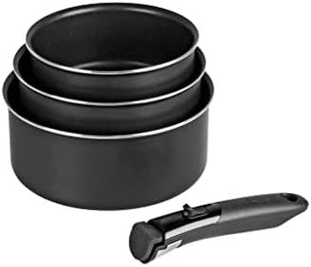 Sitram 716861 Lot de 3 Casseroles Aluminium pressé Ø 16/18/20 cm - Revêtement intérieur anti-adhésif sans PFOA - manche amovible SITRAMOVIBLE - Tout feux dont induction, Noir