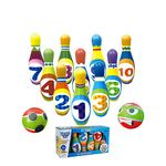 Kidow Toys Bowling Set Kids, Childrens Skittles Set Toys Educational Mini Bowling Set With 10x 5.5" Bowling Pins And 2 Balls For Toddlers Boys Girls Indoor & Outdoor Toy (Small)