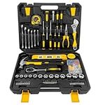 108 Piece Tool Kit, Drive Socket Set Auto Repair Tool Combination Mixed Tool Set, General Household Hand Tool Kits with Plastic Toolbox Storage Case