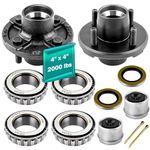 JADODE Trailer Hub Kit 4 on 4'' for 2000 lbs 1'' Axle Heavy Duty Trailer Wheel Hub with L44643 Bearings 1/2"-20 Thread Trailer Idler Hub Kits Set of 2