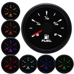 Geloo Marine Fuel Gauge 52mm Boat Gauge Digital Fuel Gauge Fuel Gas Tank Gauge Fuel Level Gauge Replacement 240-33ohm 0-190ohm Signal Adjustable with 8 Colors Backlight for Motorcycle Boat Car-Black