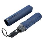 FDJASGY Windproof Travel Umbrella with Teflon Coating Auto Open Close Lightweight Sun&Rain Umbrella with 10 Rib Construction and Reflective Stripe Zipper Pouch