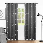 Anjee Blackout Curtains 2 Panels Stars Printed Window Treatment Valance for Nursery and Star Wars Themed Play Room, 52 Inches Wide by 84 Inches Long, Space Grey