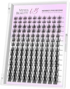 VEYESBEAUTY Lash Clusters Individual Eyelash Extensions Thin & Invisible Band DIY False Eyelashes for Self-application Newbie's Five-Second Series Natural Wispy Lash Tray, Manga 8-16mm Mixed Length