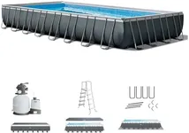 INTEX 26373EH Ultra XTR Deluxe Rectangular Above Ground Swimming Pool Set: 32ft x 16ft x 52in – Includes 2800 GPH Sand Filter Pump – Easy Assembly