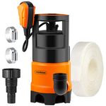 VonHaus Submersible Water Pump with 8m Hose (400W) - Includes Jubilee Clips - Drain Dirty or Clean Water from Pond, Swimming Pool, Hot Tub, Flooded Cellar - with Float Switch & Hose Connector