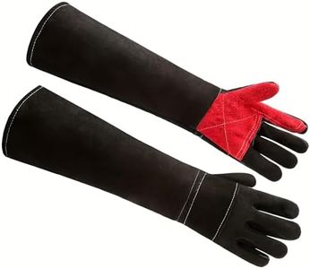 MOUTCLMB 23.6 Inches 662℉ Leather Heat/Fire Resistant Welding Gloves with Kevlar Stitching,Perfect for BBQ,Oven,Grill,Fireplace,Tig,Mig,Baking,Furnace,Stove,Pot,Holder,Animal Handling Gloves-Black.