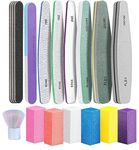 Nail Files and Buffers - TONOKAILS 18Pack Professional Manicure Tools Kit, Nail File Set Double Sided Nail Files for Acrylic Dip Nails, 6Pcs Four Sided 120 Grit Nail Buffer Block Sponge Polished for Home Salon