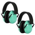 Kriogor 2 Pack Ear Defenders Children, 27dB SNR Noise Cancelling Headphones Hearing Protection Earmuffs, Adjustable Soft Adults Kids Ear Defenders Protectors for Autism Airplane Study Fireworks (Mint)