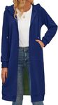 Zeagoo 2024 Long Women's Zip Up Y2K Hoodies Casual Long Sleeve Long Jackets With Pockets Royal Blue