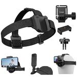 TELESIN Upgraded Quick Release Head Strap and Cap Clip and Wrist Strap Mount,POV Headband with Phone Clip for GoPro Hero 13 Insta360 X3 DJI Action 3 iPhone Android Camera Head Strap Holder Accessory