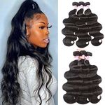 Beauty Forever Indian Body Wave Hair 3 Bundles Hair Extensions 100% Unprocessed Human Virgin Hair Weaves Natural Color 95-100g/pc (20 22 24)