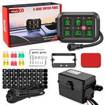 Nilight 6 Gang Switch Panel Car Circuit Control Relay System with Fuse and Wiring Harness Automatic Dimmable ON-Off LED Switch Pod with Label Stickers for Cars Trucks Boats ATV UTV SUV