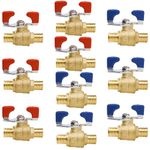 WHK 10 PCS Pex Ball Valve 3/4 Inch PEX Brass Full Port Shut Off Ball Valves,Pex Shutoff Valve 3/4" Pex Barb Water Sink Ball Valve with 1/4 Turn Red and Bule Handle(Lead-Free Brass)