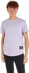 Calvin Klein Jeans Men's Badge Short Turn Up Sleeve Round Neck T-Shirt, Purple (Pastel Lilac), M