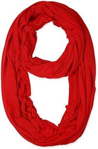 corciova Red Soft Girl Women Infinity Wrap Scarf Stretchy Jersey Knit Sleep Head Circle Scarf Continuous Loop Light Weight