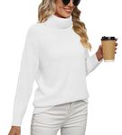 Jouica Women's Oversized Loose Soft Cowl Neck Long Sleeve Winter Warm Pullover Baggy Tunic Sweater,White,Medium