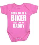 BabyPrem Baby Bodysuit Born to be a Biker Like Daddy Newborn - 12 Mth PINK 0-3