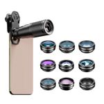 Apexal 9-in-1 Mobile Phone Camera Lens Kit with Universal Clip – Wide Angle, Macro, Fisheye, Telephoto & Kaleidoscope Lenses for iPhone, Android Smartphones