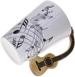 Music Note Ceramic Coffee Mug Creative China Tea Cup with Classical Guitar Handle, 400ML Milk Cups Home Cafe for Music Lover/Friend/Men/Women,Birthday, Valentine's Day Gift