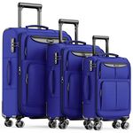 SHOWKOO Luggage Sets 3 Piece Softside Expandable Lightweight & Durable Suitcase Sets Double Spinner Wheels TSA Lock (20in/24in/28in)­, Royal Blue