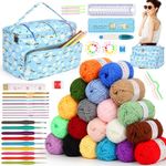 Reessy Crochet Kit for Beginners Adults, Complete Crochet Kits Include Soft Yarn, Crochet Hooks, Knitting Accessories, Knitting Bag, Best Beginners Crochet Kit for Adults and Kids to Learn to Crochet