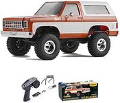 FMS 1/24 RC Crawler FCX24 Chevy K5 Blazer Officially Licensed, Mini RC Car Pick Up Truck & SUV 2 in 1, 4WD 8km/h 2 Speeds Switch, 2.4GHz 3CH Off-Road RC Model with LED Lights for Adults, Orange