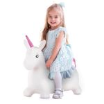 FiNeWaY Kids Inflatable Unicorn Jump Bounce Space Hopper Outdoor Animal Ride On Toy Fun With Pump Included - Great Fun for Kids - Ideal Inflatable Bouncer Toy Bouncing