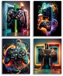 TOCDGOO Retro Video Game Art Posters - Gaming Controller Wall Art - Game Controller Canvas Prints - Gaming Wall Decor for Boys' Bedroom - Set of 4, 8x10 inches Unframed