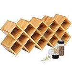 18 Jar Bamboo Spice Rack, Countertop Spice Rack Organizer, Standing Spice Shelf, Criss-Cross Spice Rack, Kitchen Spice Jars Rack, Spice Bottle Storage for Cabinet Pantry (Spices and Jar Not Included)