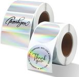 2 Roll Holographic Thermal Labels, Rectangle Round Thermal Printer Labels Self-Adhesive Logo Stickers Waterproof Thermal Printer Stickers for DIY Name Tag, Thanks Card, Gift Wrapping (900 Labels)