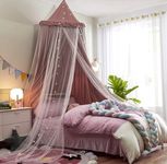 HUOQOU Princess Cute Bed Canopy for Children Canopy for Girls Bed Linen Girls Room Canopy Bed Play Tent Hanging Reading Corner Canopy House Decor (Bean Paste Red/White)