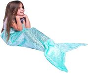 PixieCrush Mermaid Tail Blanket for Teenagers/Adults & Kids Thick, Plush Super Comfy Fleece Snuggle Blanket with Double Stitching, Keep Feet Warm (Small, Shiny Green)