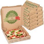 Stock Your Home 10 Pack Recycled Kraft 10x10 Pizza Box with Built-In Plates and Convertible Storage Container, Heavy Duty Pizza Boxes 10 x 10 for Small Personal Pizzas, Eco Friendly 12 Inch Pizza Box